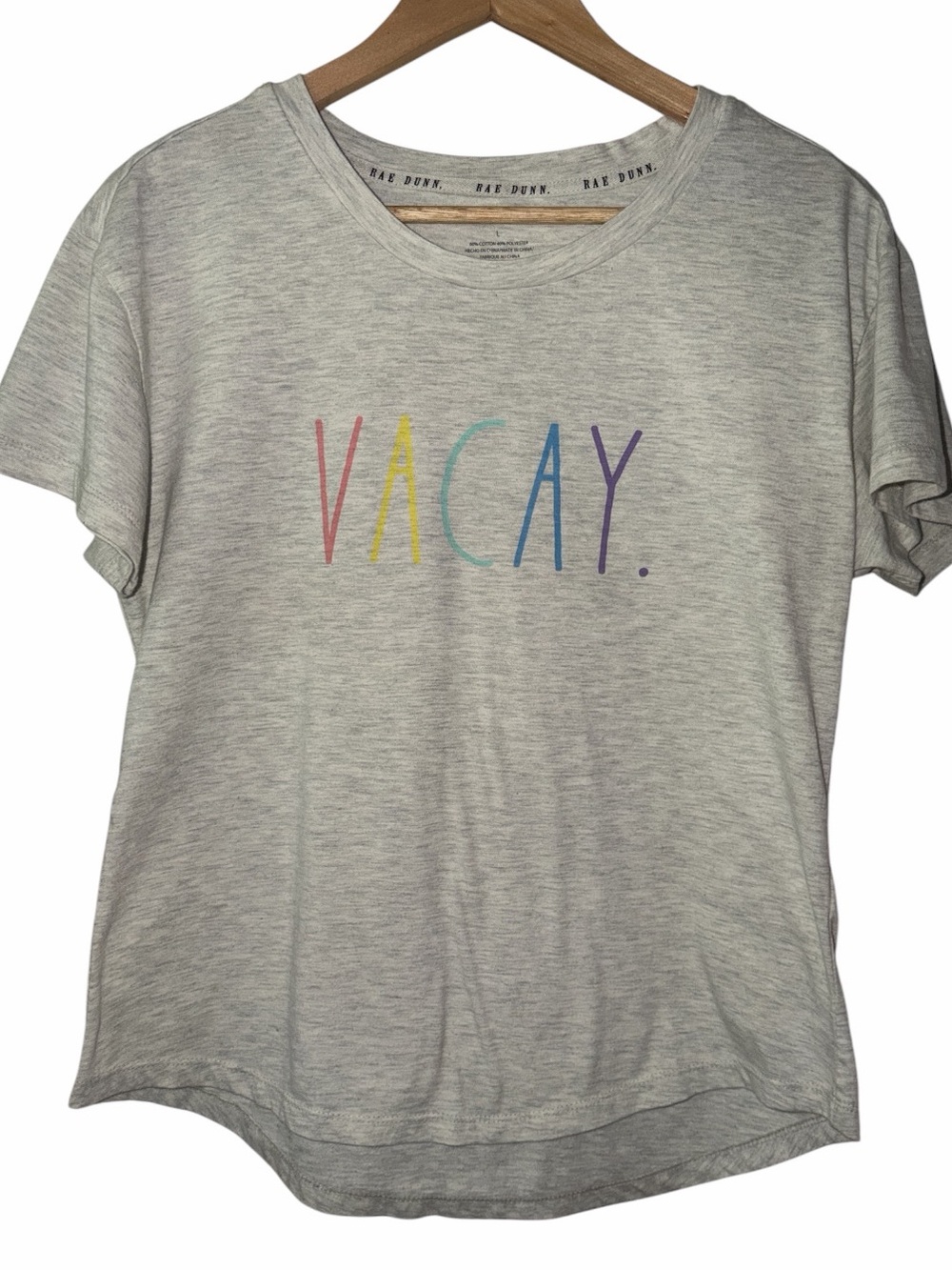 Rae Dunn Vacay Short Sleeve T-Shirt Travel Vacation Women’s Large Cotton Blend